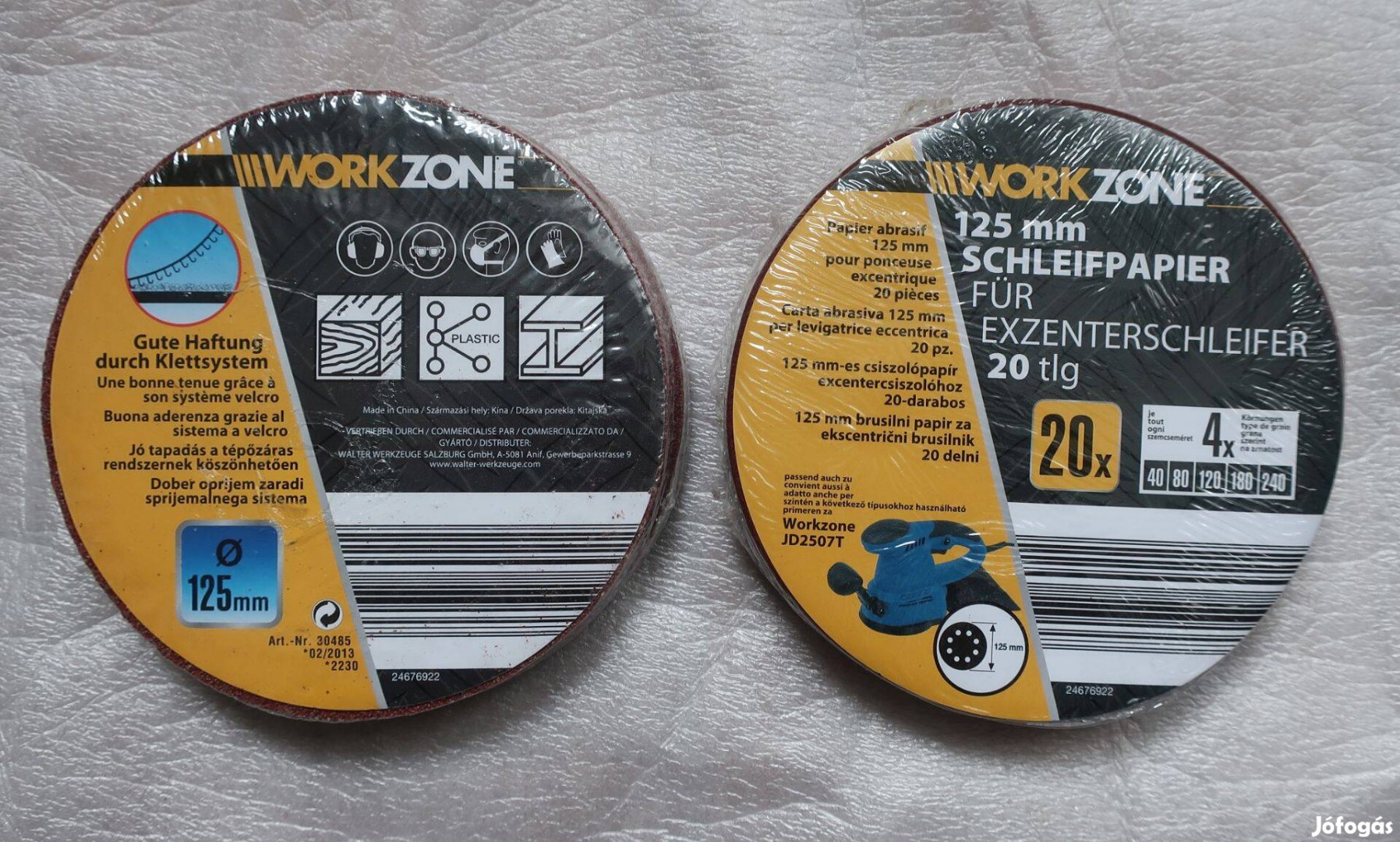 Workzone csiszolópapír készlet excentercsiszolóhoz, 125 mm, 2x 20dbos