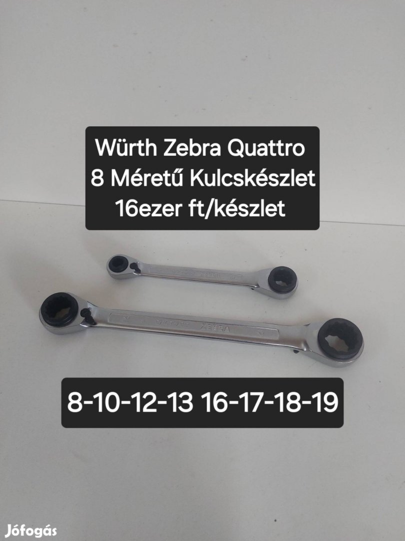 Würth 8 Méretű Quattro Racsnis Kulcskészlet Új!Beta Berner Minőség 