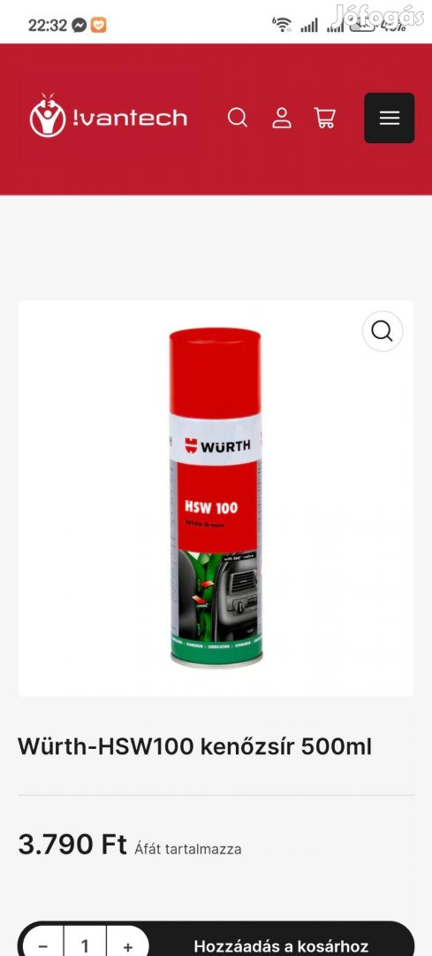 Würth Hsw100 kenőzsír spray, fehér zsír