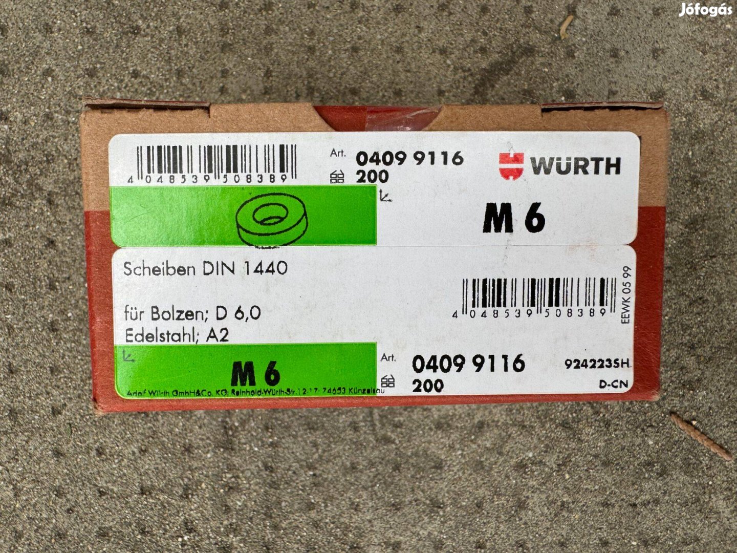 Würth Új Alátét DIN 1440, A2 nemesacél csapszeghez 04099116 0409 9116