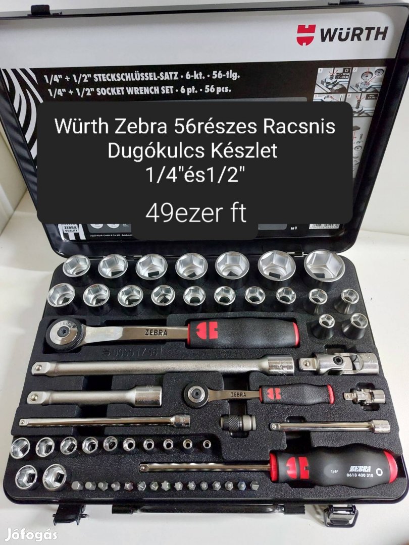 Würth Zebra 1/4"és1/2" Racsnis Dugókulcs Készlet!Beta Berner Minőség 