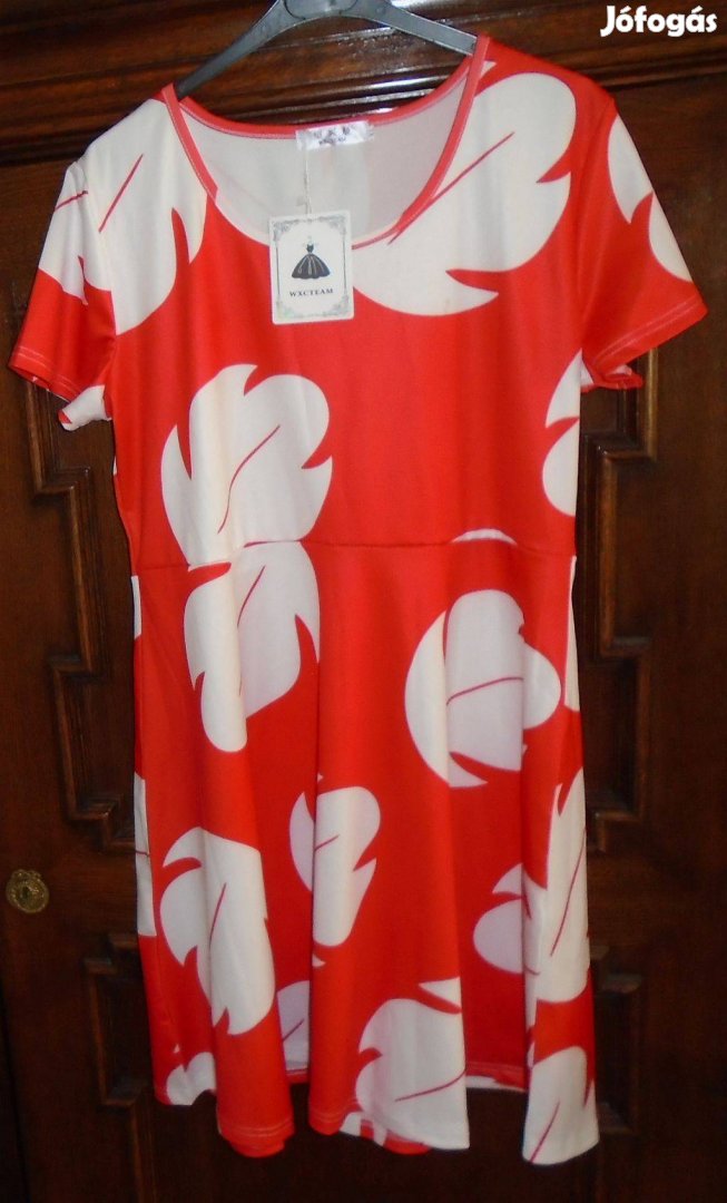 Wxcteam moletti dekoratív piros-fehér motívumos ruha címkés! XL