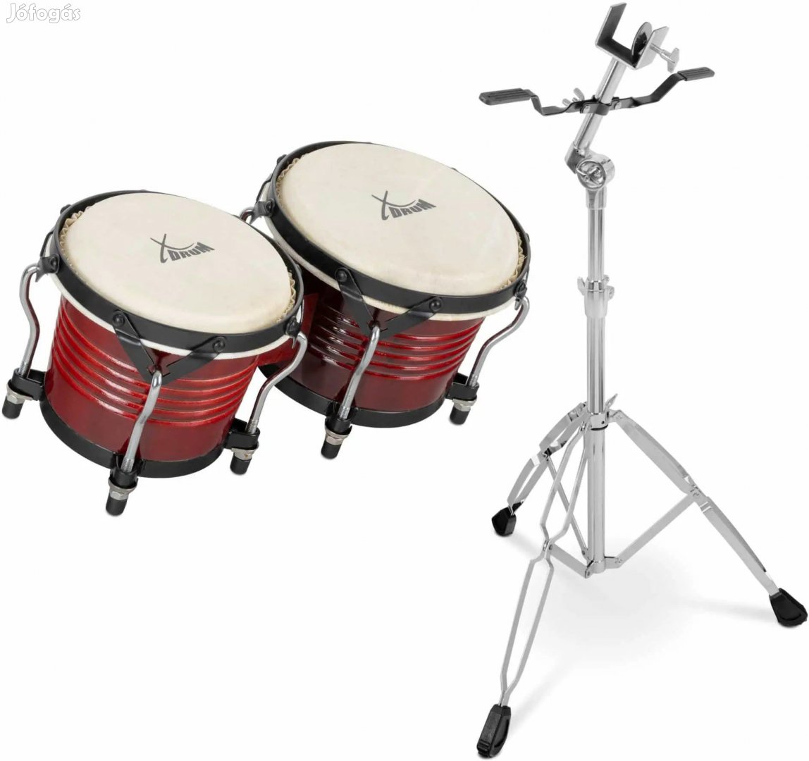 XDrum Bongo Pro Borvörös KÉSZLET állvánnyal