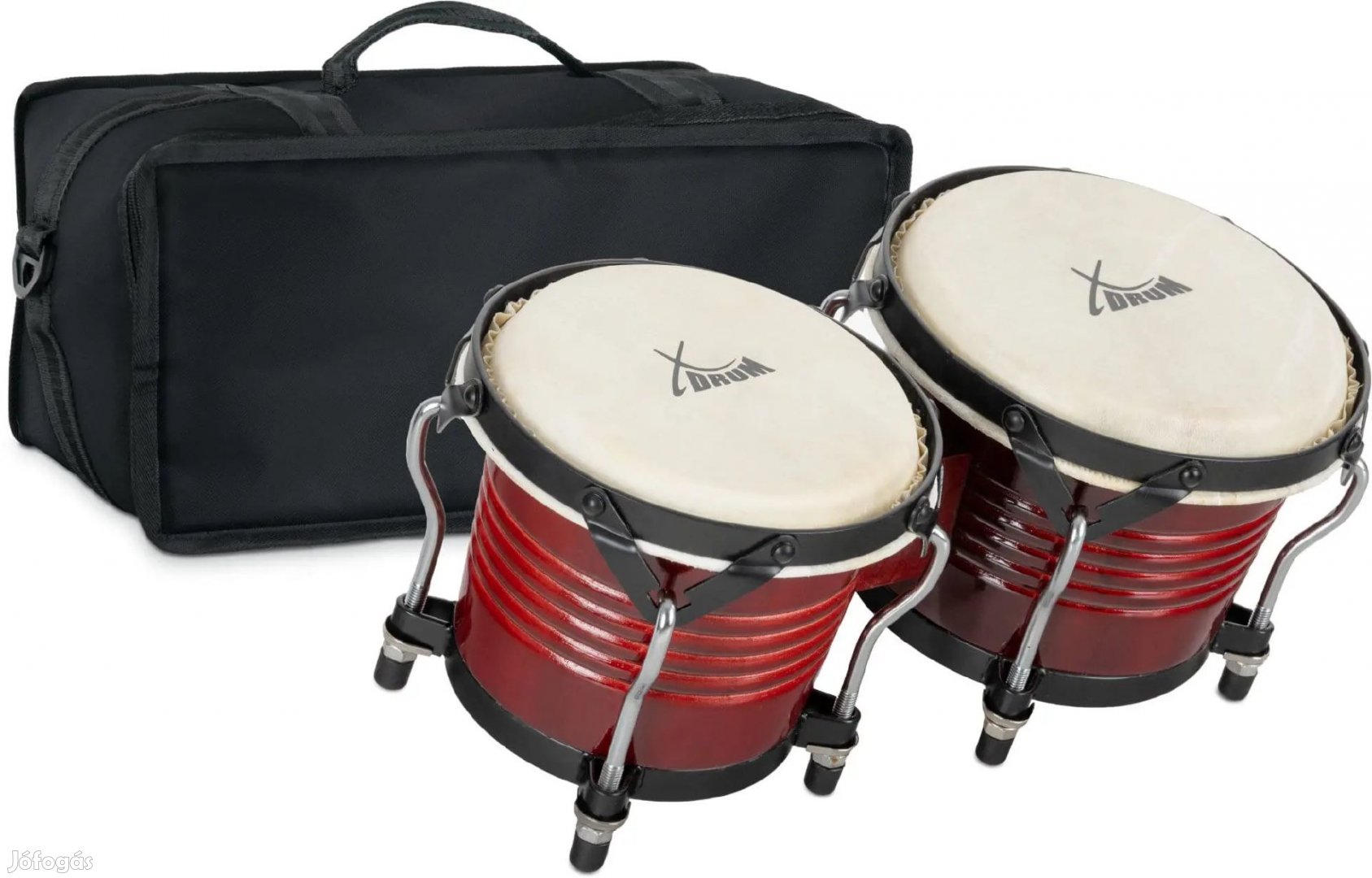 XDrum Bongo Pro Borvörös KÉSZLET bongó hordtáskával