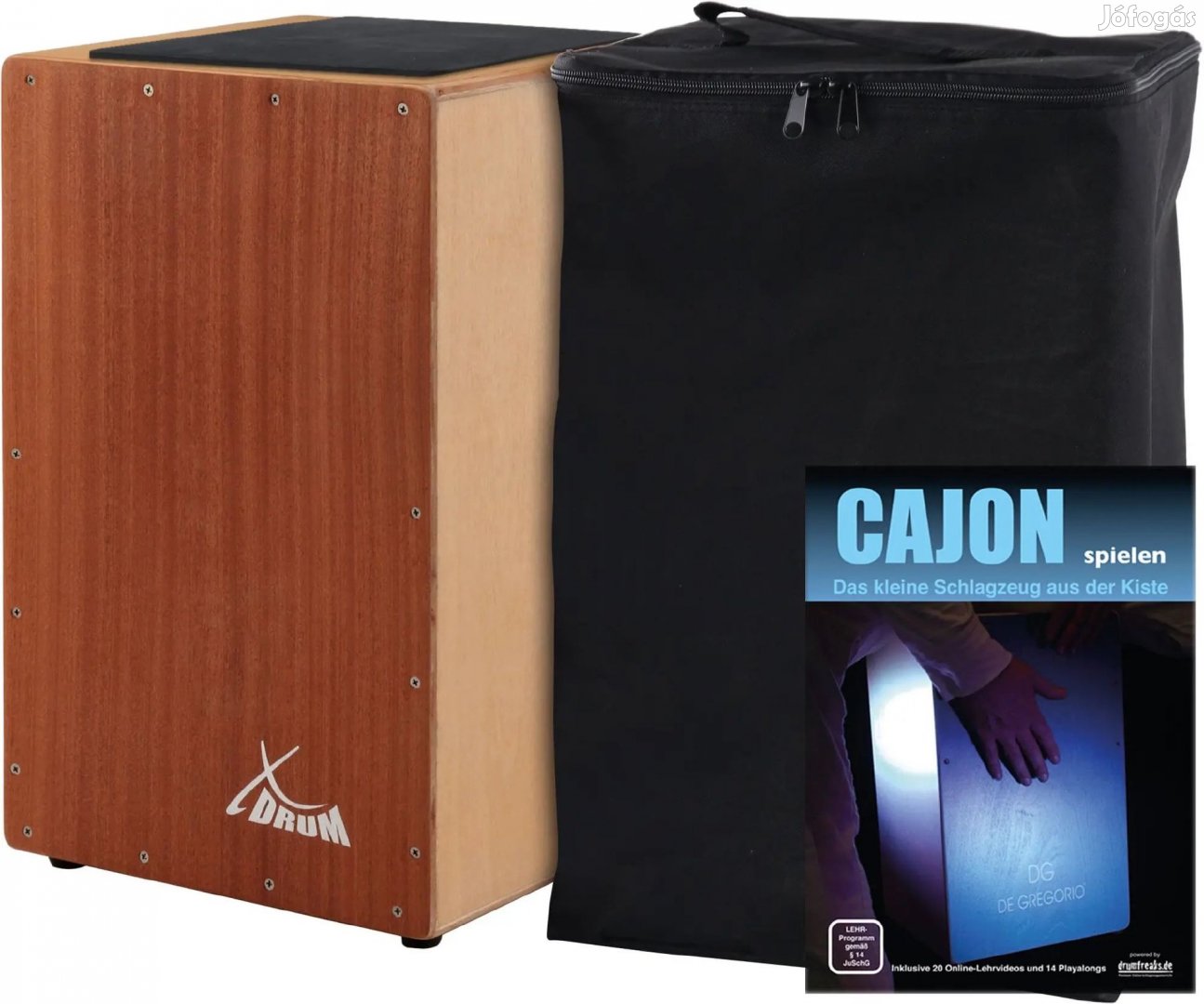 XDrum Cajon Primero Sapeli, tartalmaz könyvet és tokot