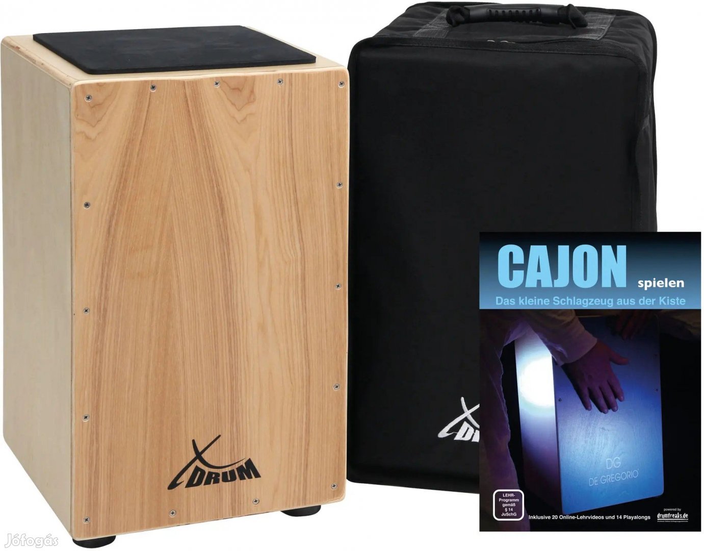 XDrum Cajon Primero természetes, tartalmaz könyvet és tokot