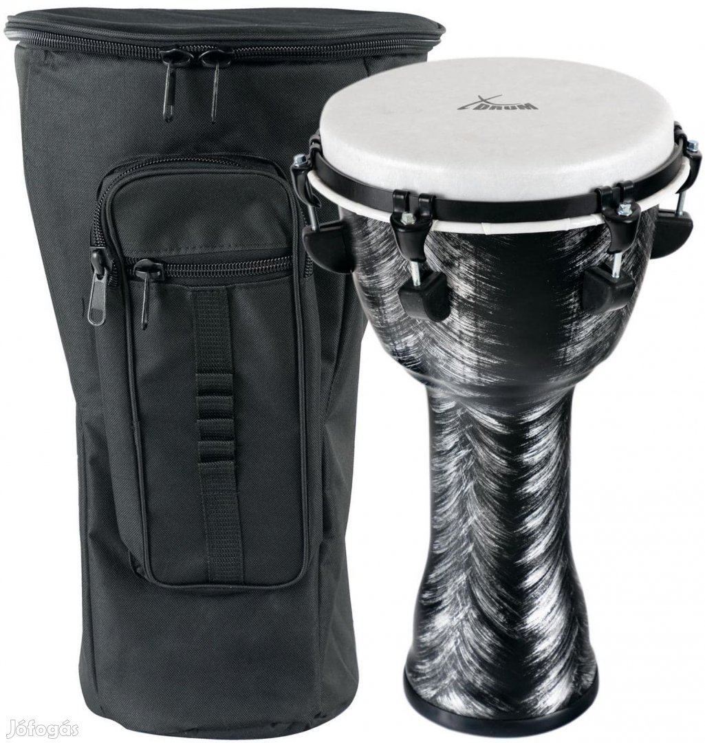 XDrum Djembe 10" Ezüstkefe Dobkészlet Táskával