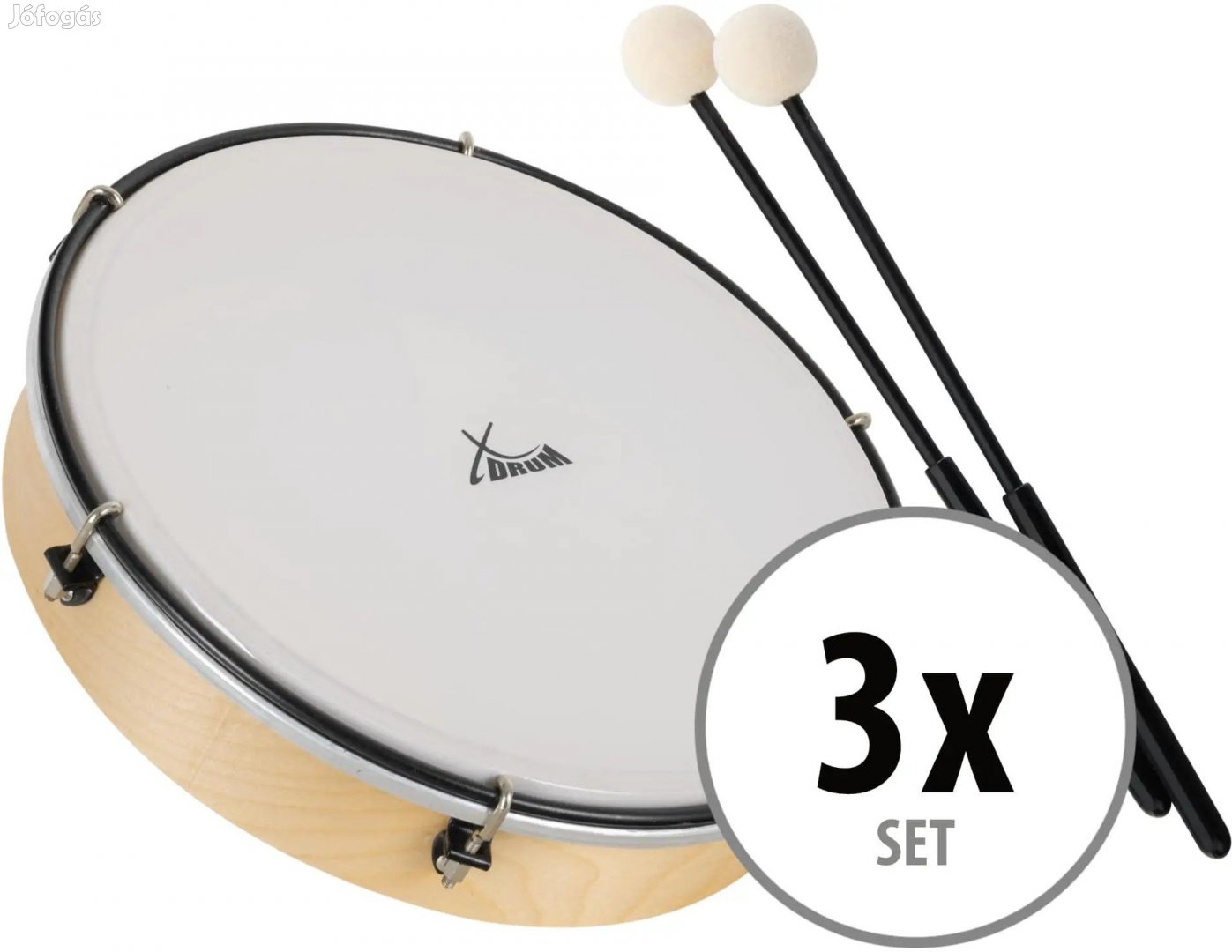 XDrum HTM-12K 12" kézi dob műanyag fejjel ütőkkel 3 db-os