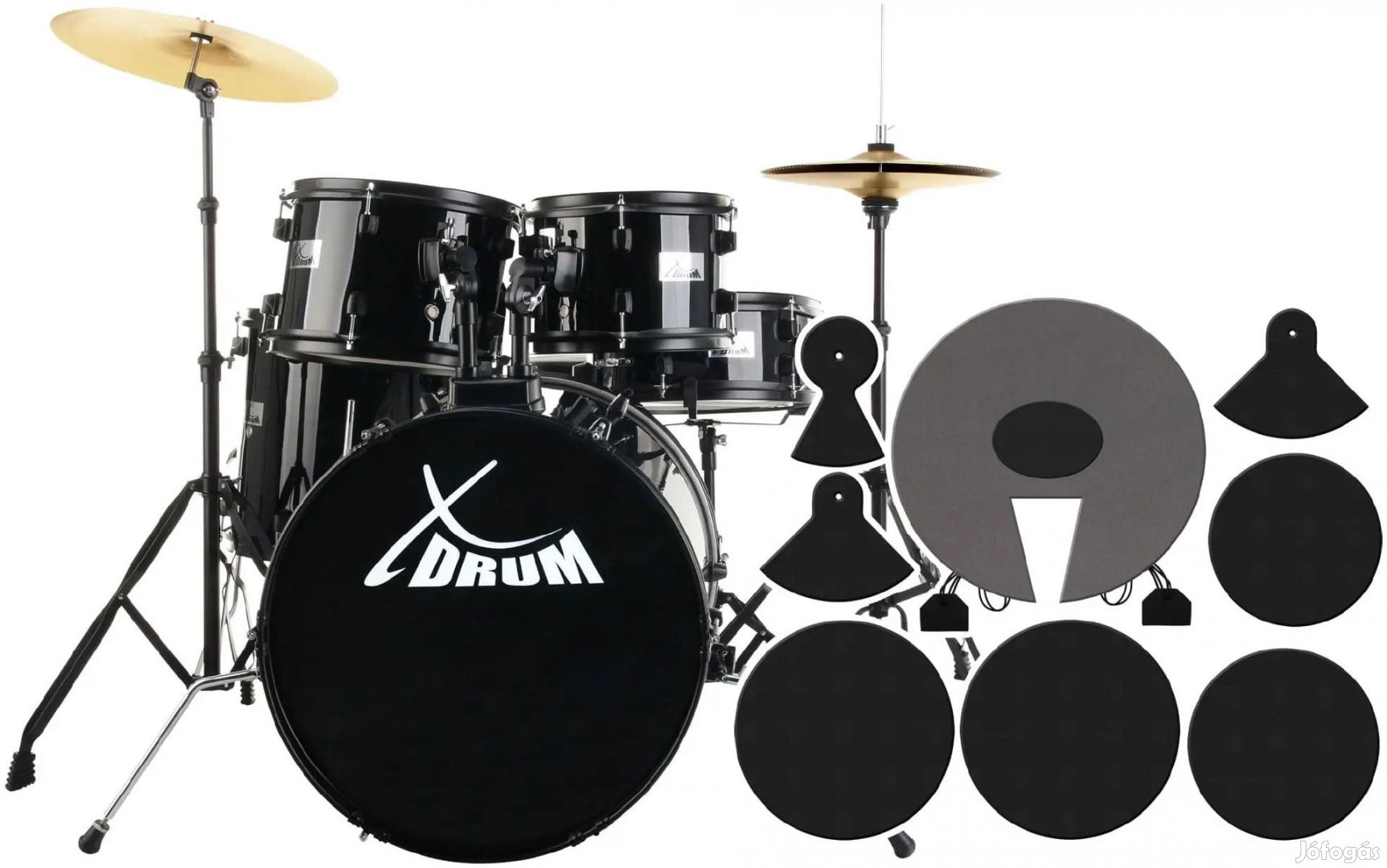 XDrum Rookie 20" Stúdió Dobok Fekete plusz csillapító készlet