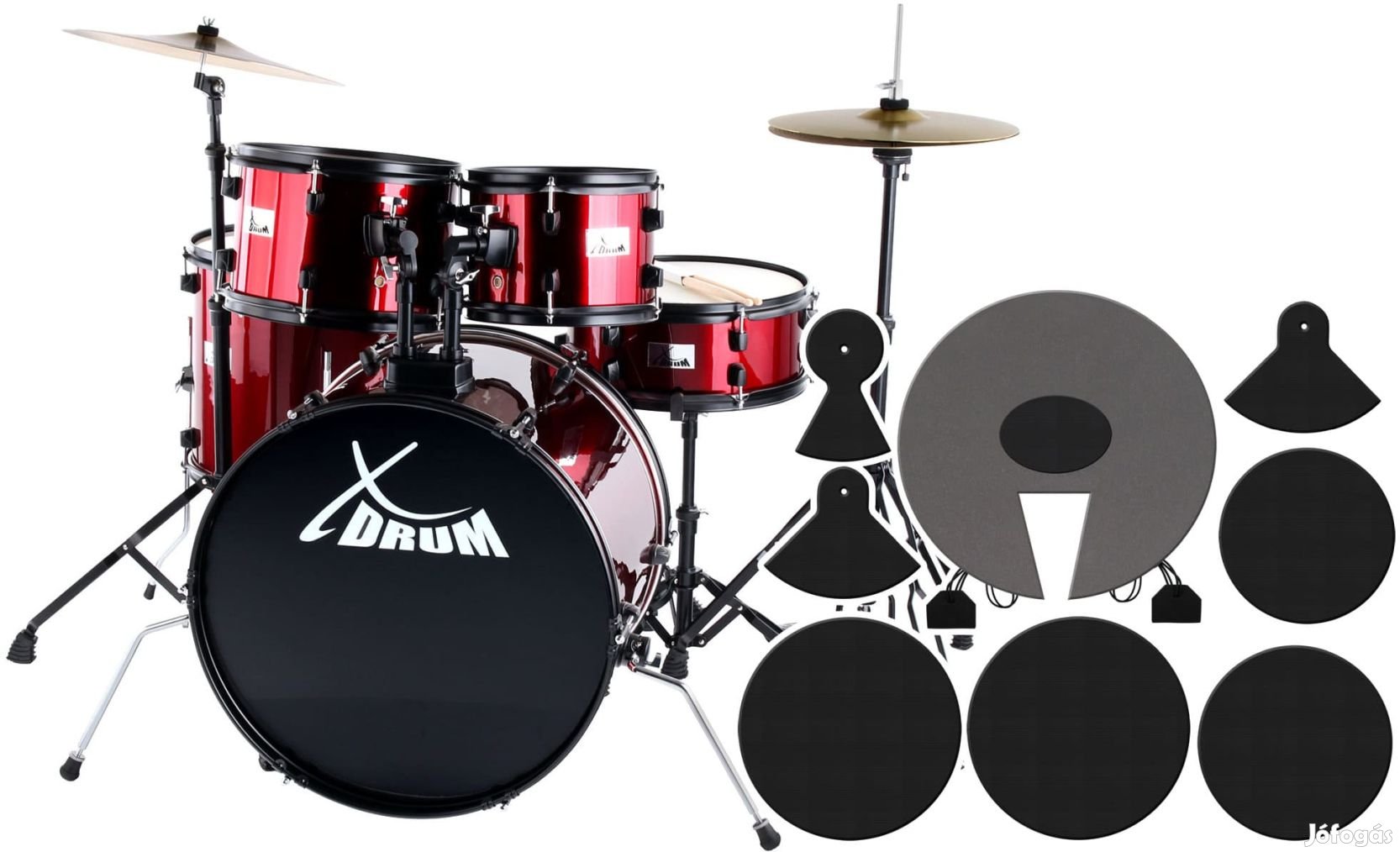 XDrum Rookie 22" Fusion Dobkészlet Ruby Piros színben, plusz halkító