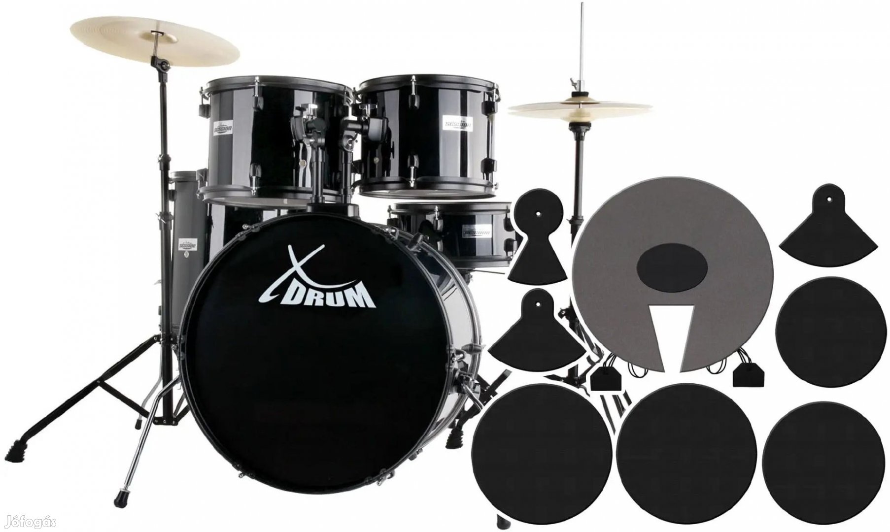 XDrum Rookie 22" standard dob Fekete plusz csillapító készlet