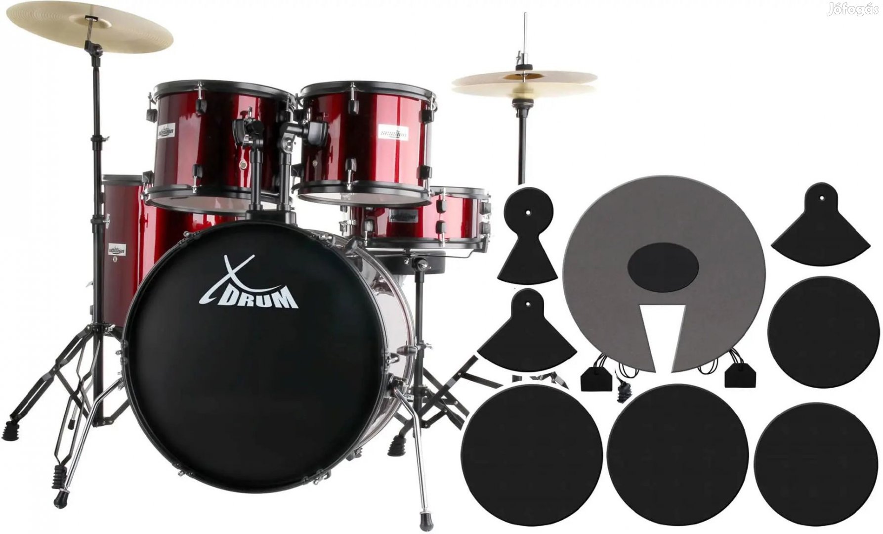 XDrum Rookie 22" standard dob Ruby Red plusz csillapító készlet