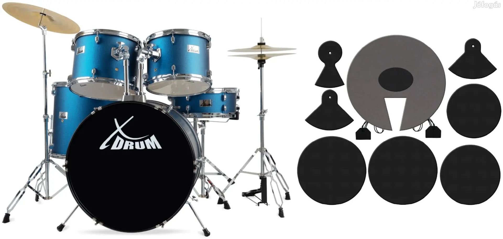 XDrum Semi 22" Standard Dob Készlet Szatén Kék Csillogás + csillapító