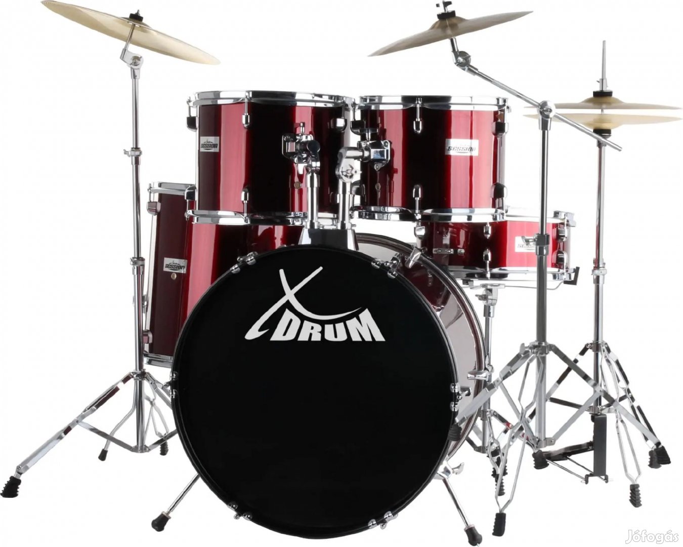 XDrum Semi 22" Standard Dobkészlet Ajakvörös állvány+ Crash Cintányér