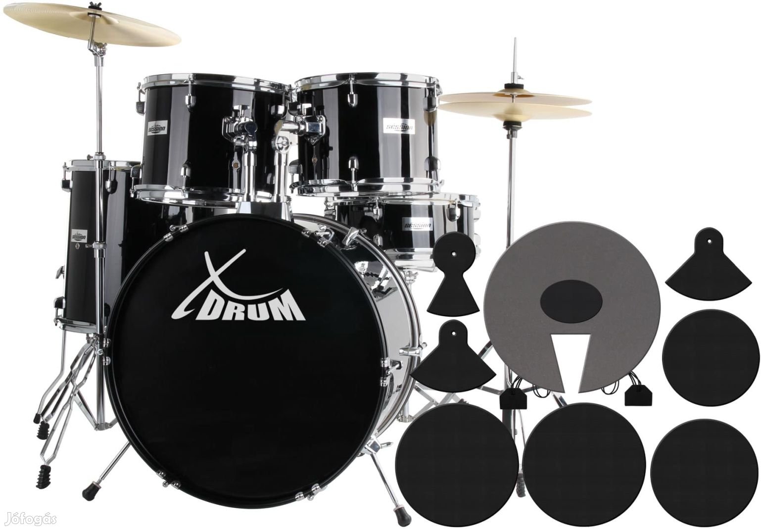 XDrum Semi 22" Standard Dobkészlet Éjféli Fekete + hangszigetelő