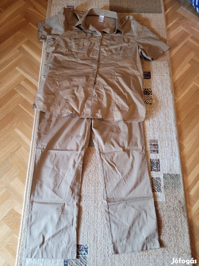 XL-es női vászon nadrág/rövid ujjú zakó szett