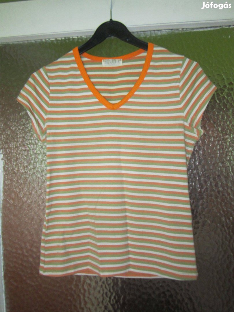 XL-es zöldcsíkos pamut sztreccspóló