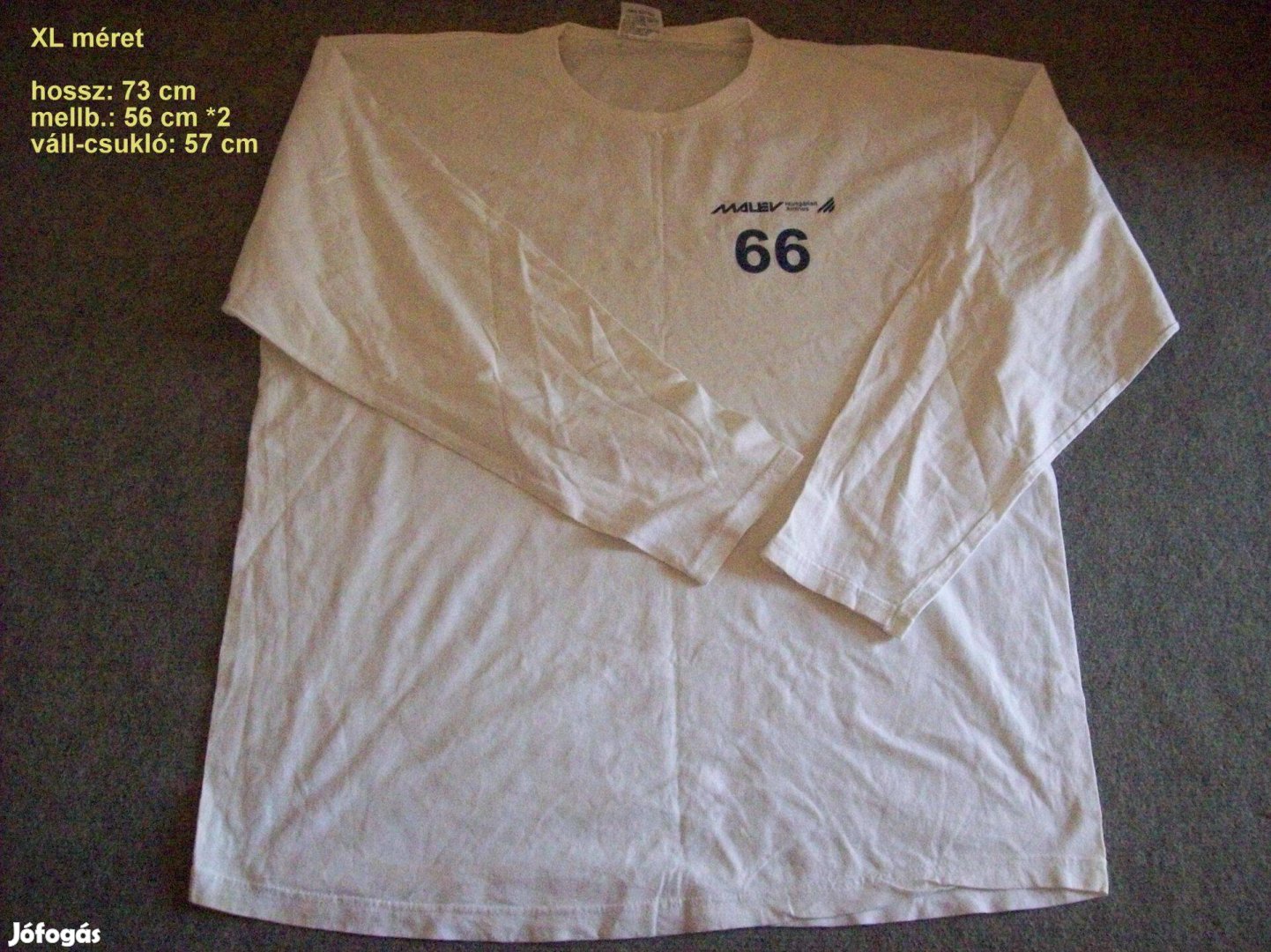 XL fehér hosszú ujjú póló (méret XL)