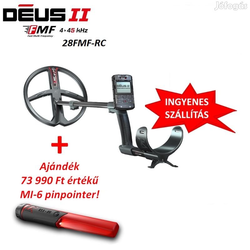 XP Deus II lite 28FMF-RC fémdetektor fémkereső + MI-6