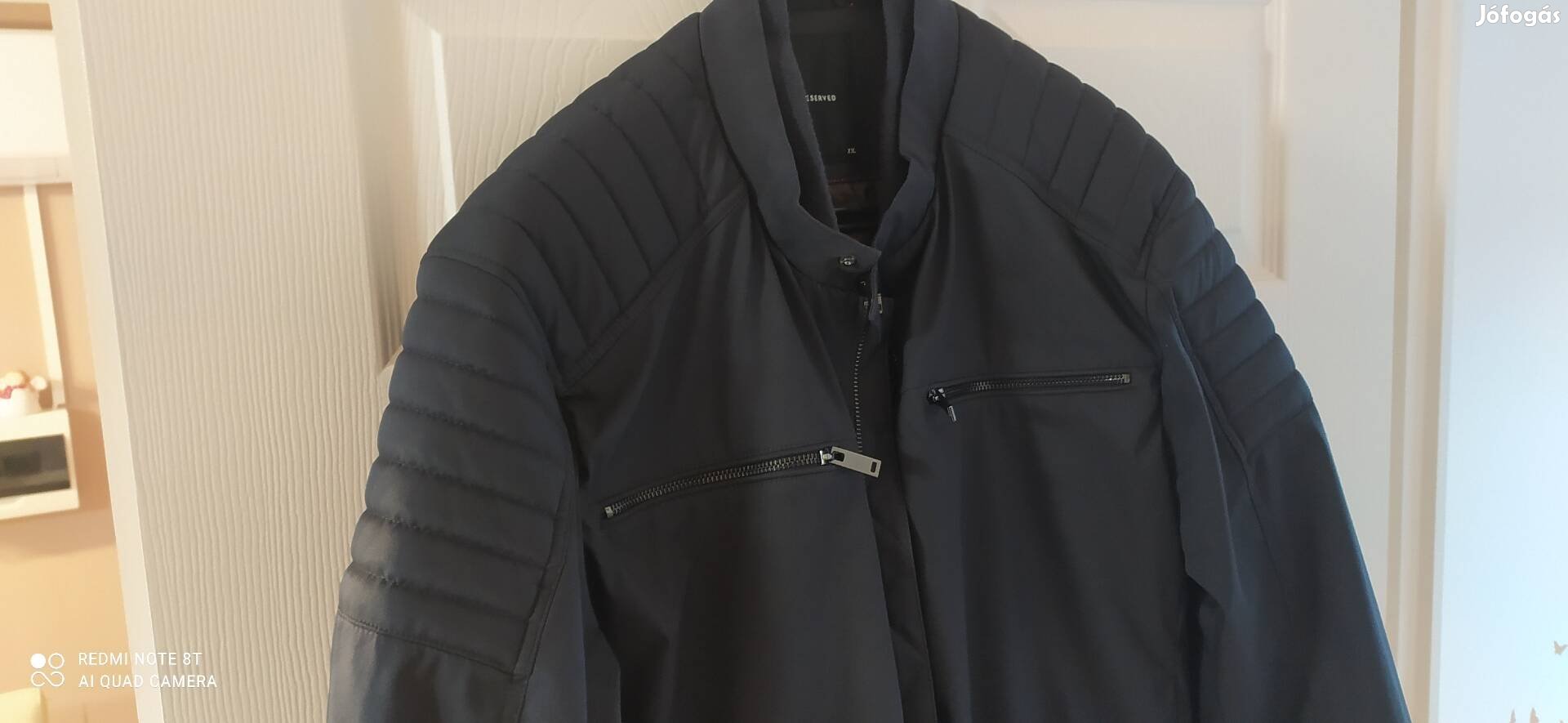 XXL-es sötétkék motoros stílusú dzseki eladó Reserved kabát 