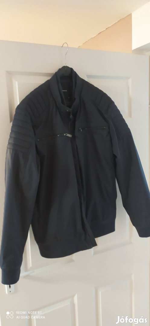 XXL-es sötétkék motoros stílusú férfi dzseki eladó kabát 