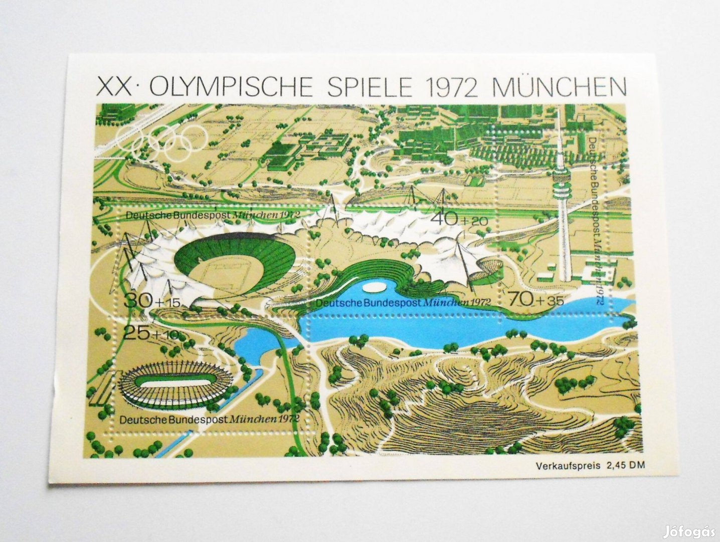 XX. Olimpia München 1972 bélyeg blokk postatiszta