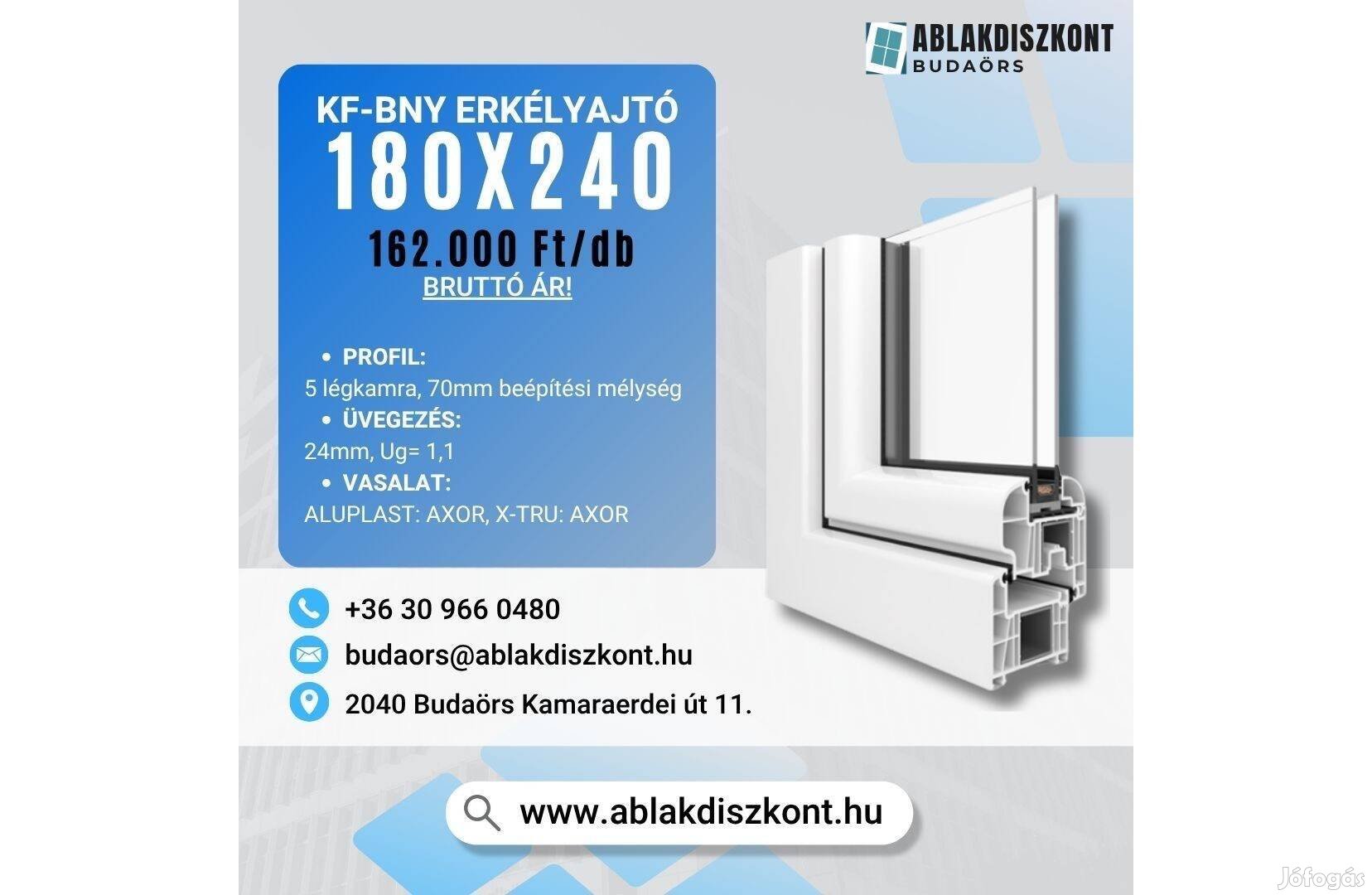 X-TRU 180x240 műanyag terasz ajtó 2 rétegű üvegezéssel