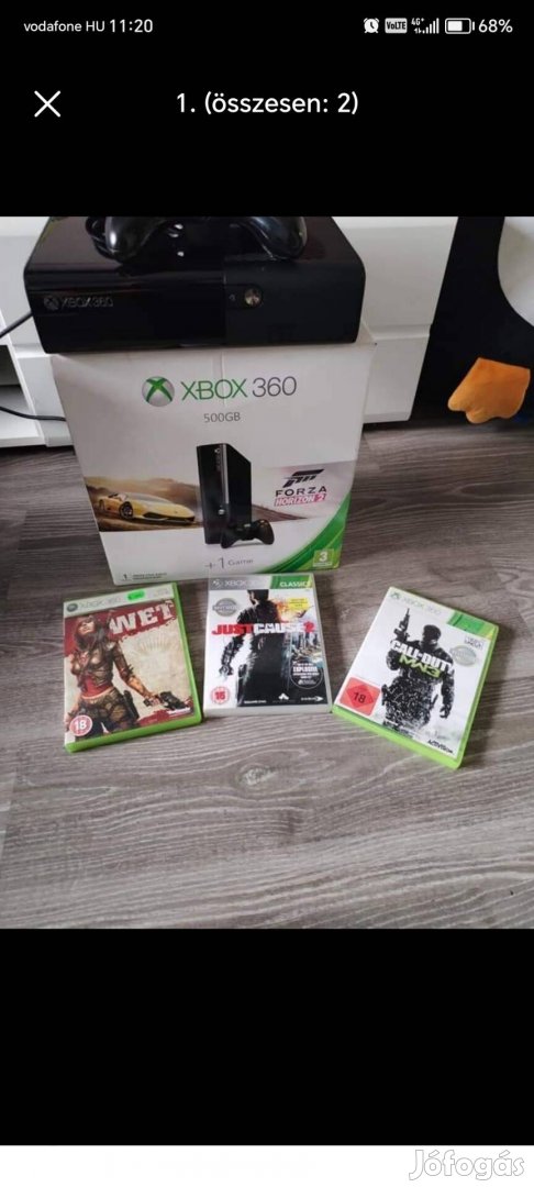 Xbox 360E szép állapotban 5 játékkal 