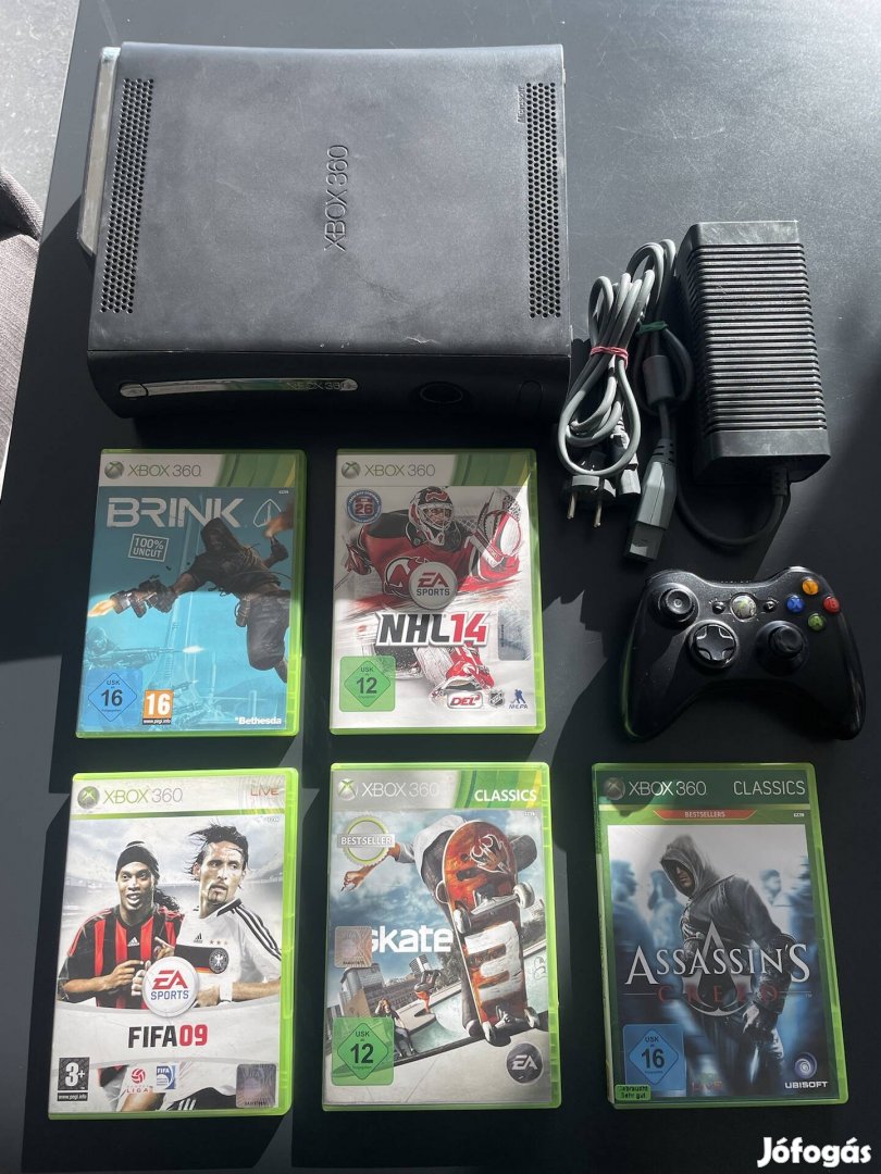 Xbox 360 Fat Elite 120GB + Játékok Fifa Nhl Assassin