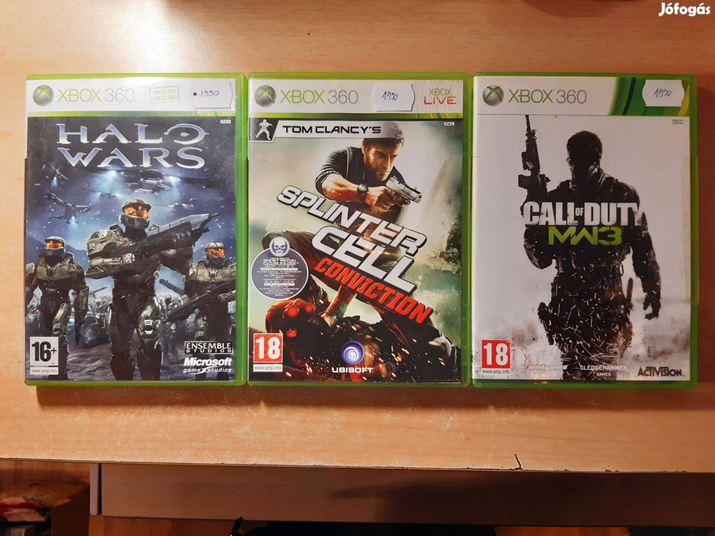 Xbox 360 Halo Wars, Splinter Cell Conviction, Call of Duty MW3 Játékok