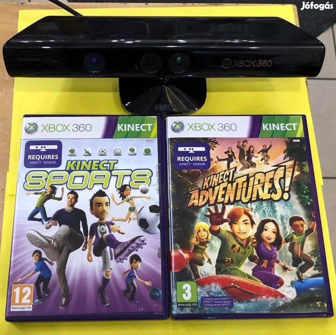 Xbox 360 Kinect Kamera + Kienct Adventures + Kinect Sport Használt