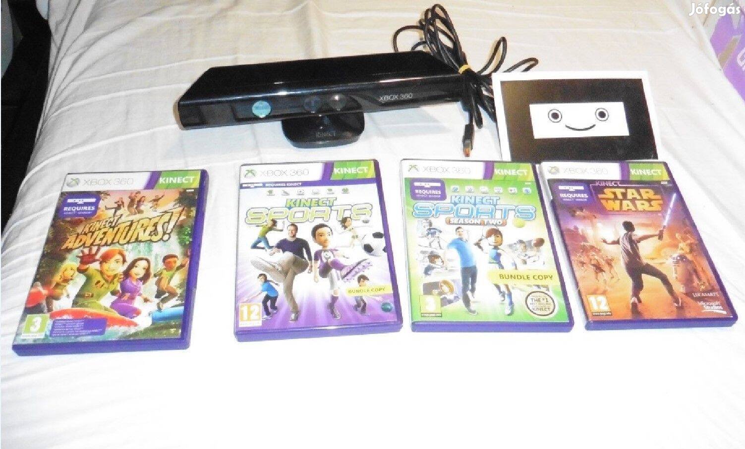 Xbox 360 Kinect Szenzor, 4 Játékkal, Kalibrációs Kártyával, 1 Év Gari