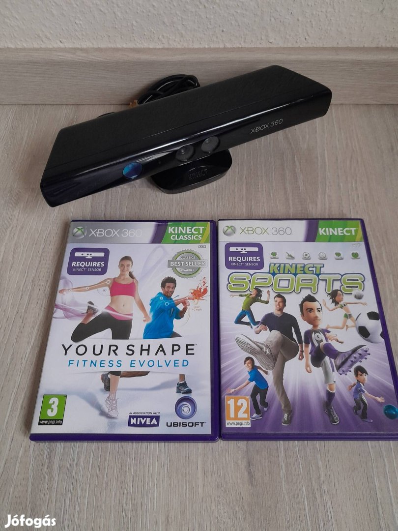 Xbox 360 Kinect + Kinect Sports 1 és 2 játékok