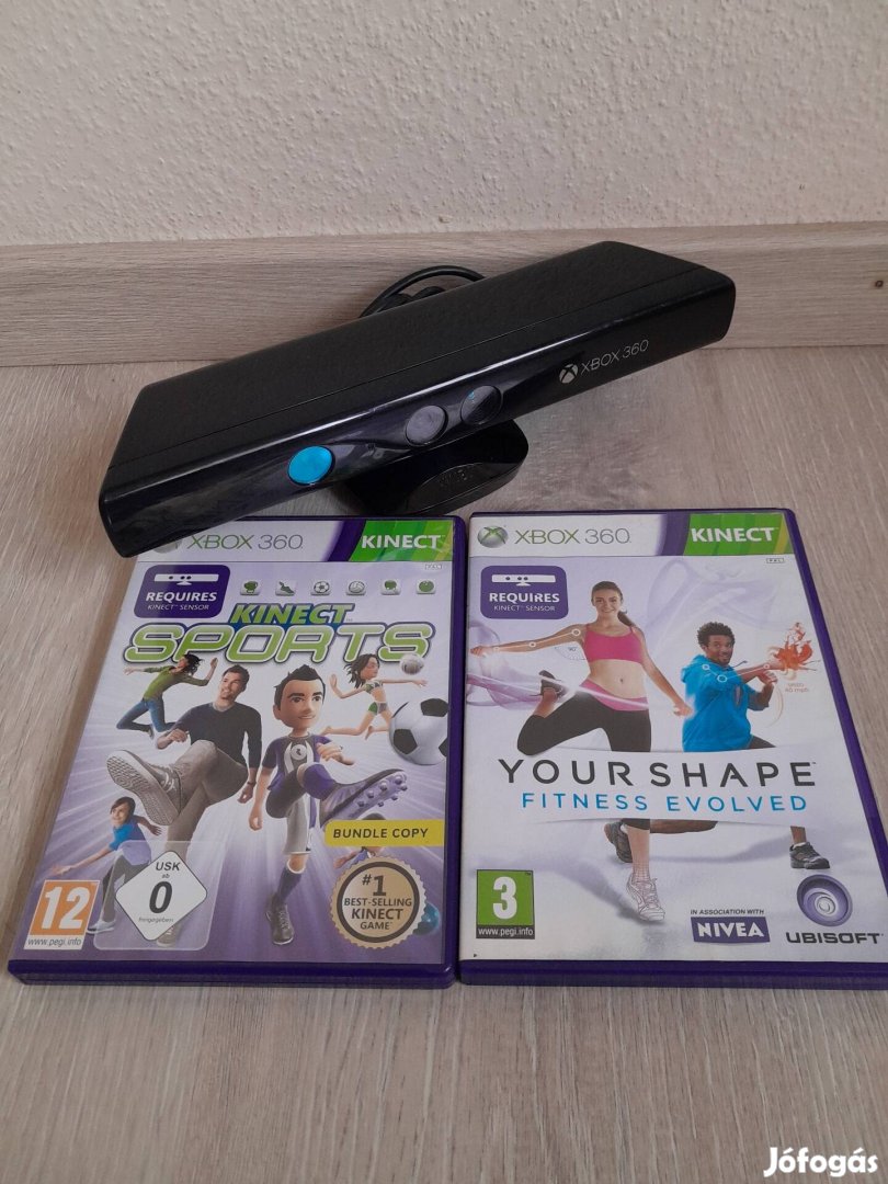 Xbox 360 Kinect + Kinect Sports és Your Shape lemezek