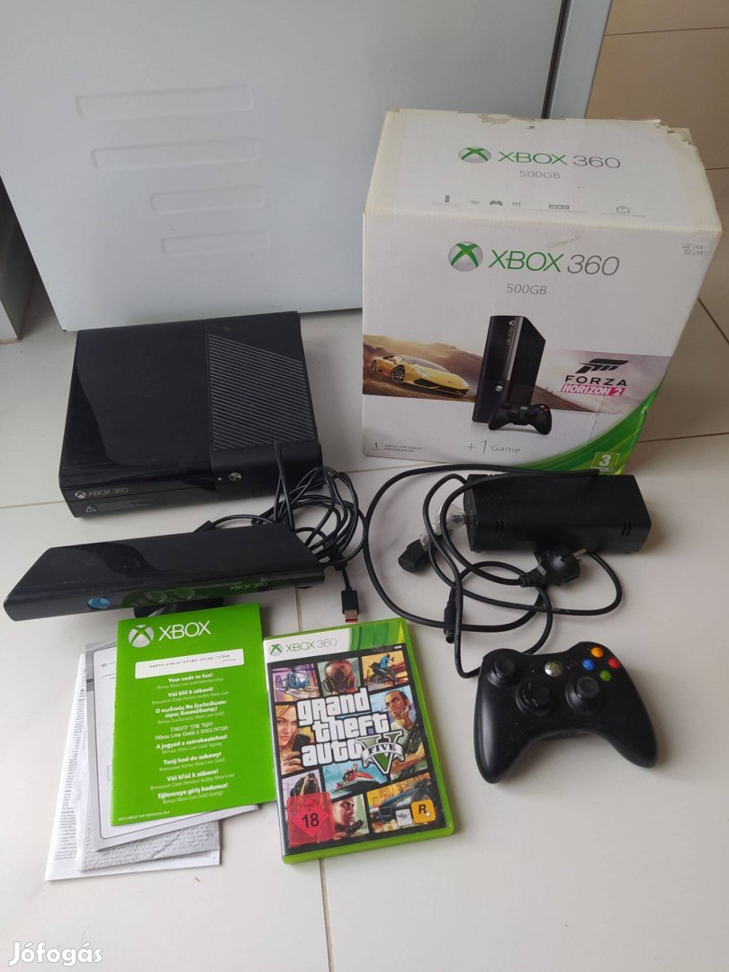 Xbox 360 Slim konzol 500GB winchesterrel GTA V játék Kinect kamera