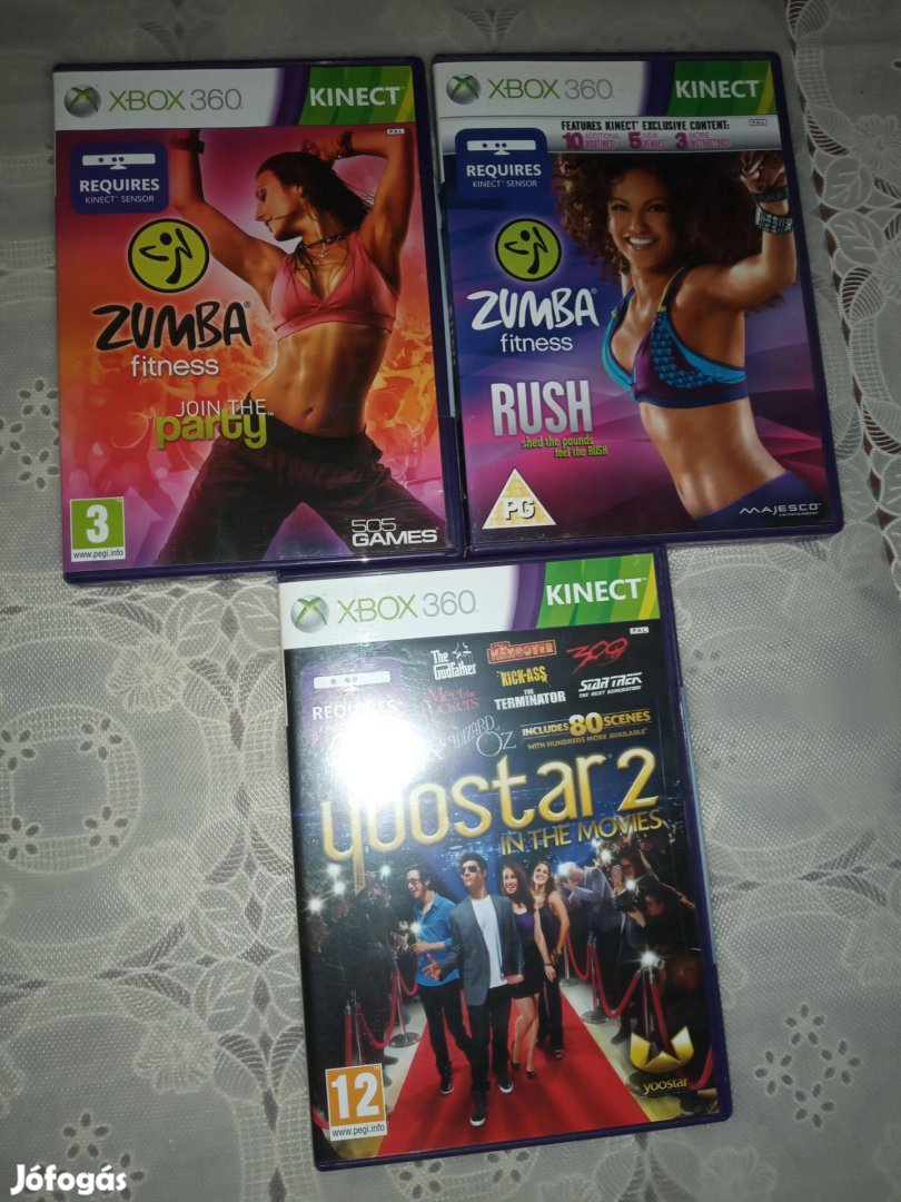 Xbox 360 gyári kinect játék lemez zumba party, zumba rush, quoostar 2