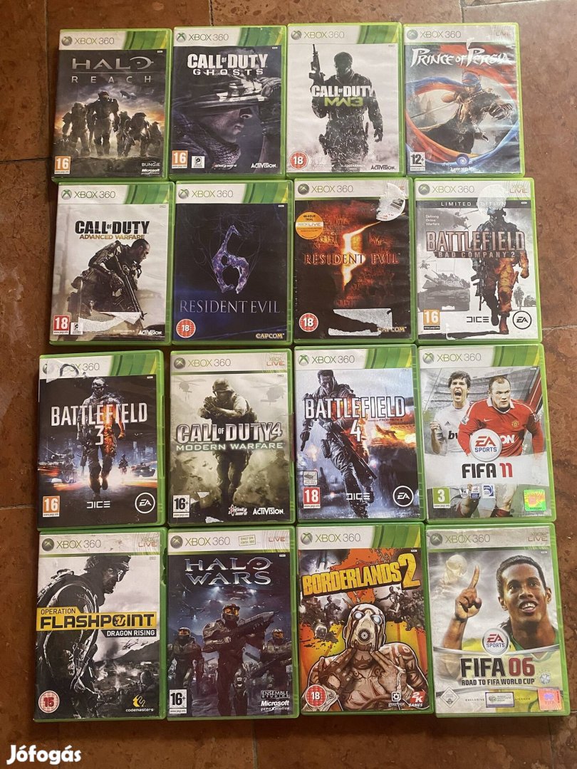 Xbox 360 játékok cod nfs resident evil battlefield gears of war