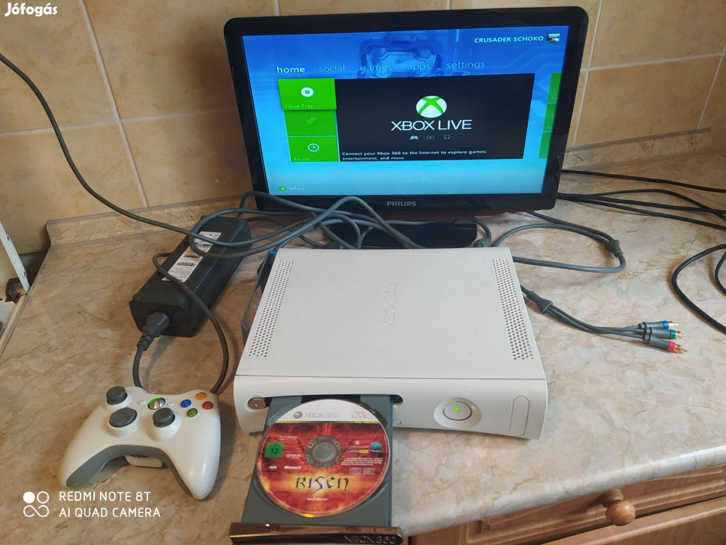Xbox 360 konzol, kontroller, tápegység