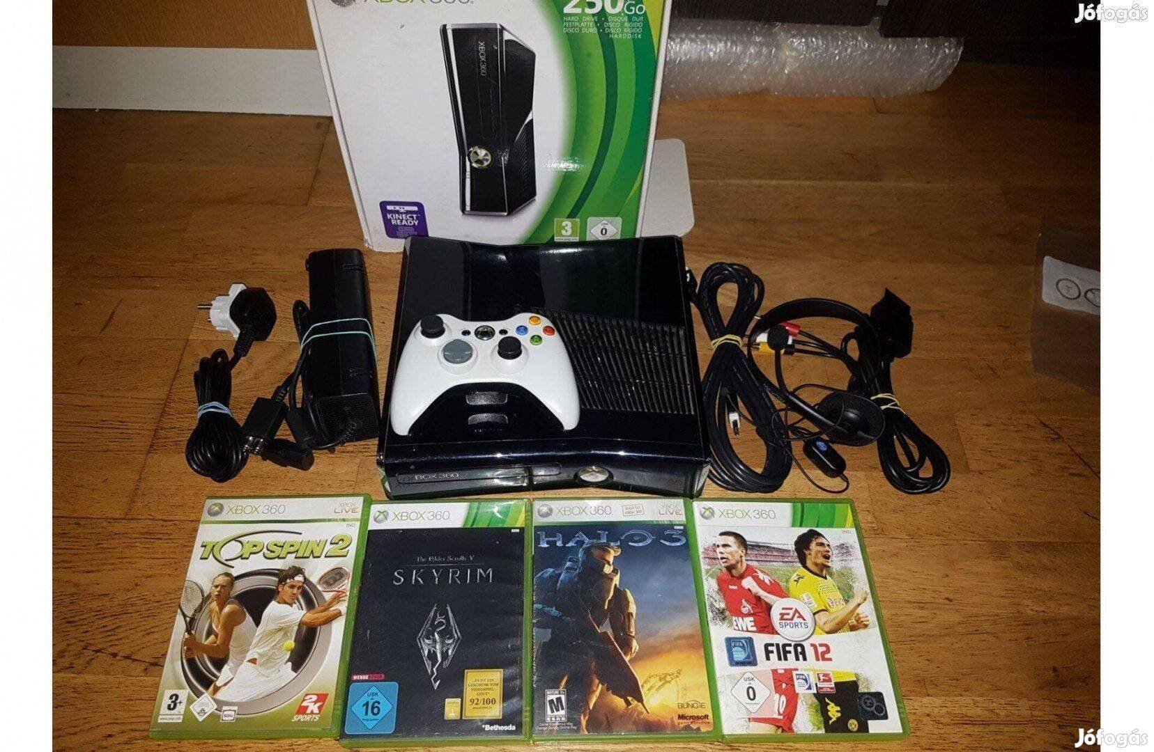 Xbox 360 slim 250gb 4 játékkal eladó