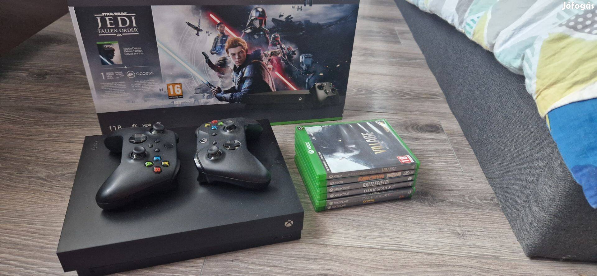 Xbox One X 1TB, 2 Kontroller, 6 játék