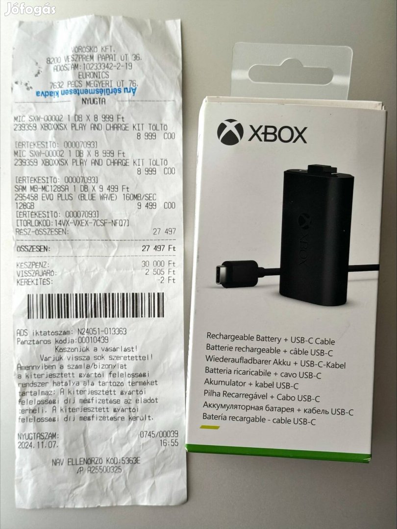 Xbox Series Play & Charge Kit - újratölthető akkumulátor szett