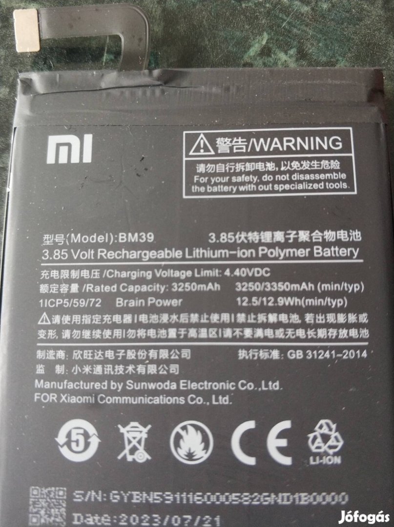 Xiaomi BM39 MI6 akkumulátor 