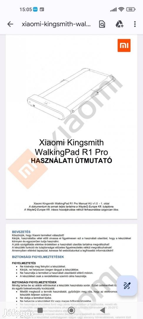 Xiaomi Kingsmith walkingpad R1 Pro eladó 