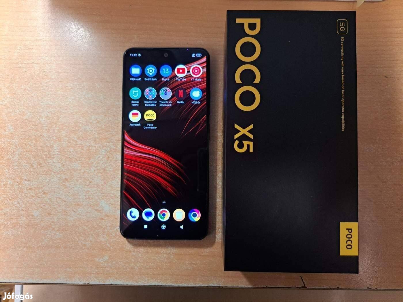 Xiaomi Poco X5 5G 8/256GB Dual Újszerű Fekete 2 év Garanciával !