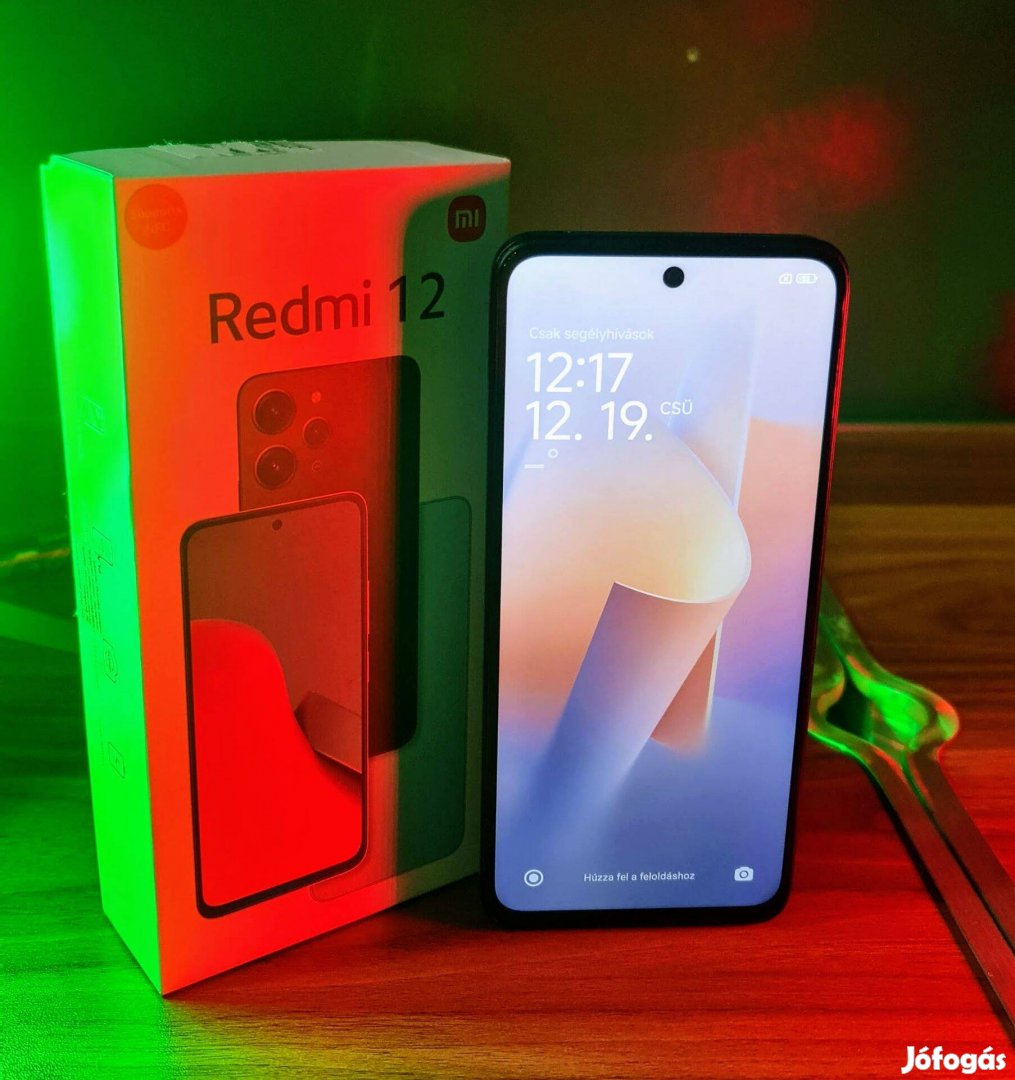 Xiaomi Redmi 12 Mobiltelefon, Kártyafüggetlen, 4GB RAM, 128GB, 4G, Fek