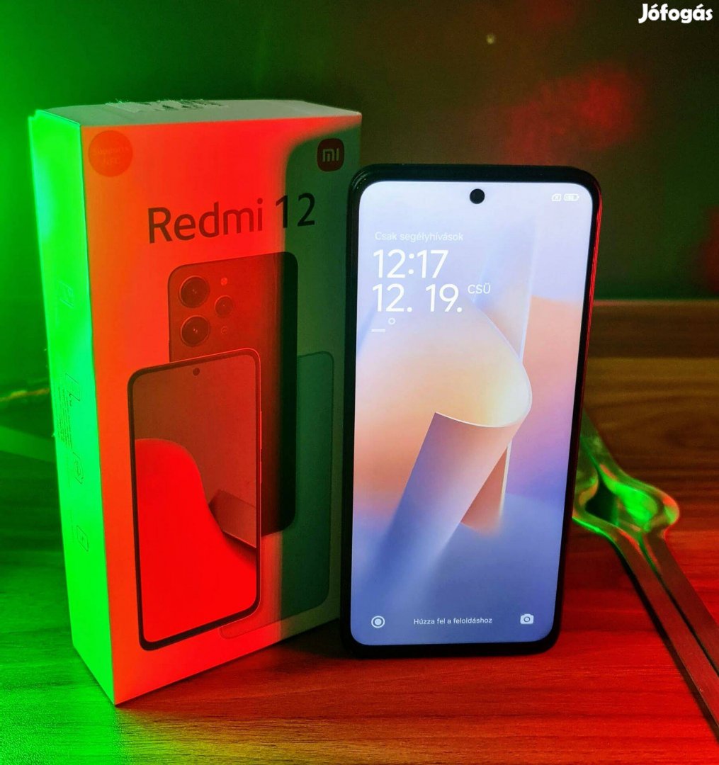 Xiaomi Redmi 12 Mobiltelefon, Kártyafüggetlen, 4GB RAM, 128GB, 4G, Fek