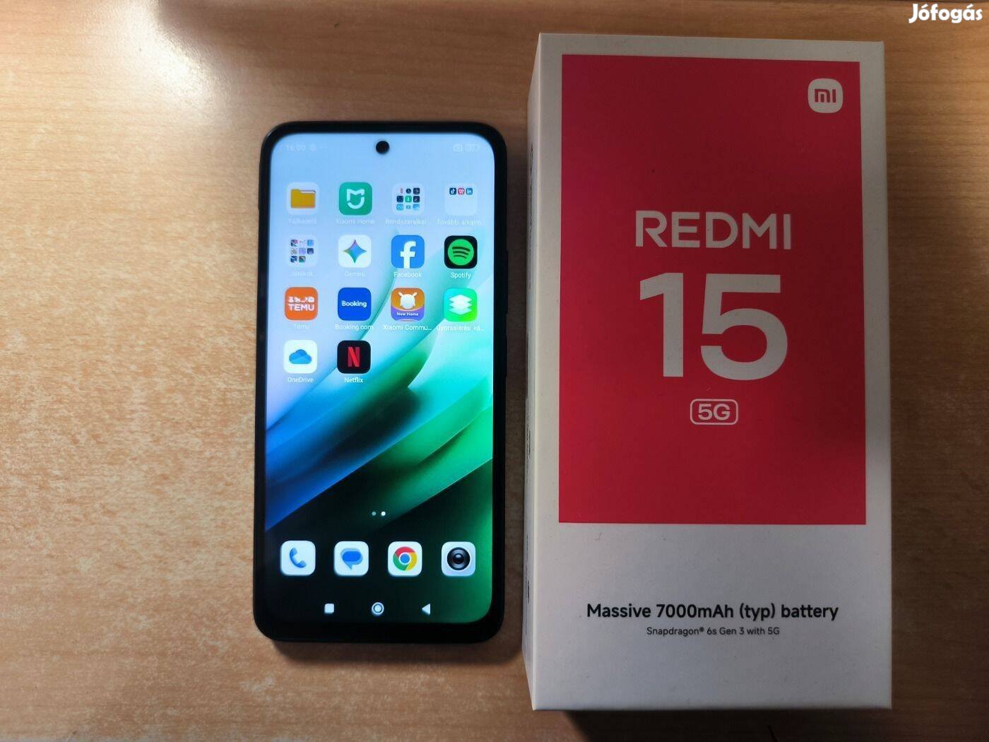Xiaomi Redmi 15 5G 4128GB Dual szinte Új Fekete Garancia !