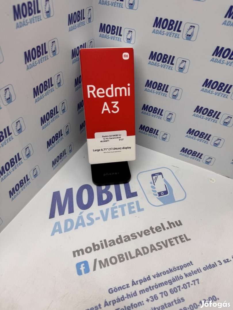 Xiaomi Redmi A3 Kártyafüggetlen 64 GB, 12 hó garancia