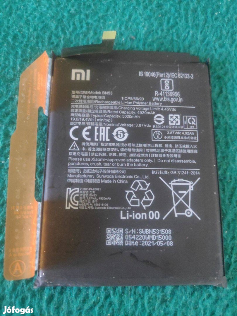 Xiaomi Redmi Note 10 Pro akkumulátor és alkatrészek
