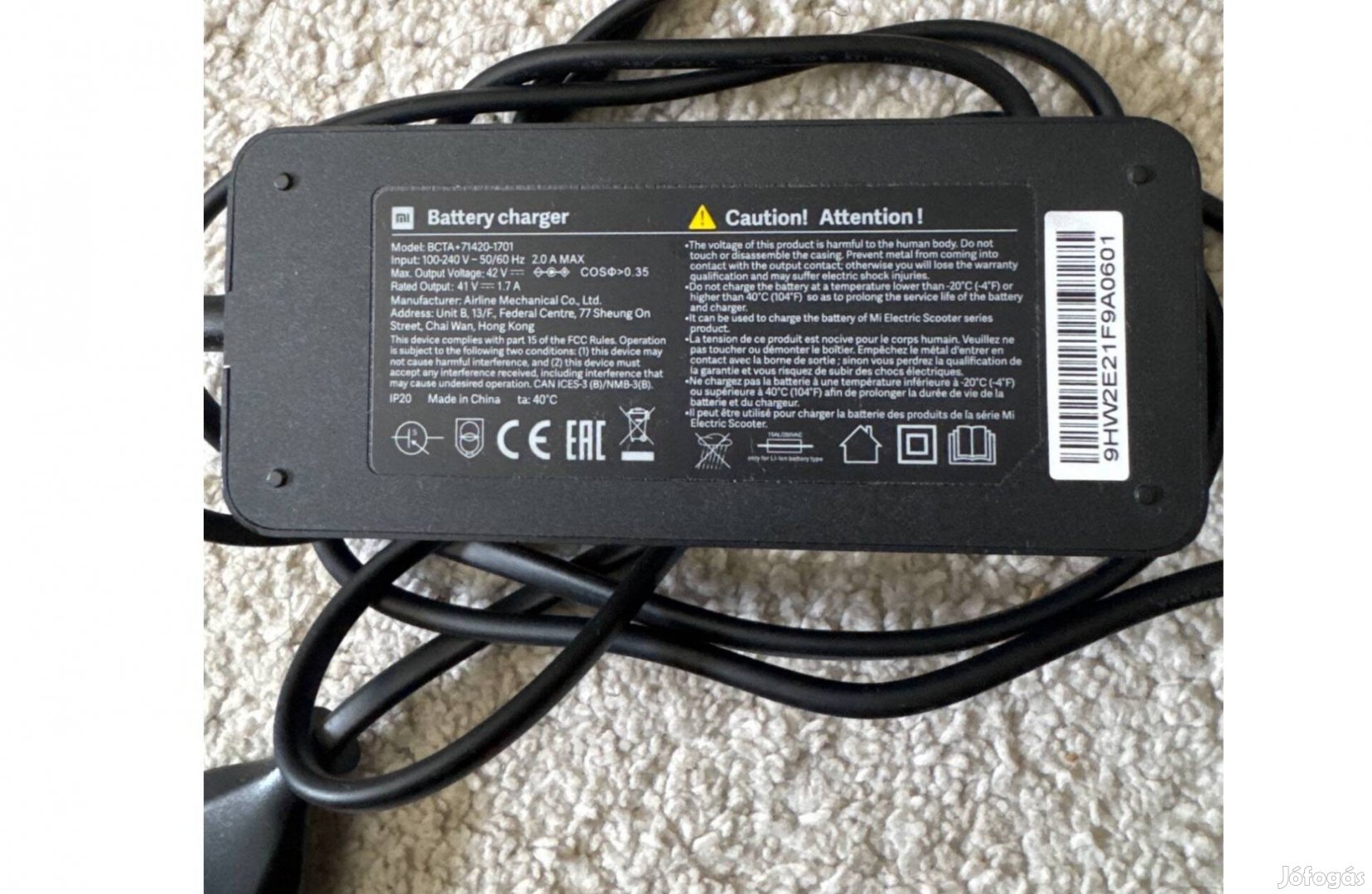 Xiaomi elektromos roller töltő